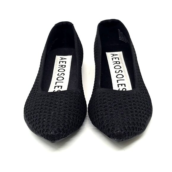 Aerosoles Dame Black Knit Fabric Slip on Flats Women's Size 8M - Picture 3 of 12